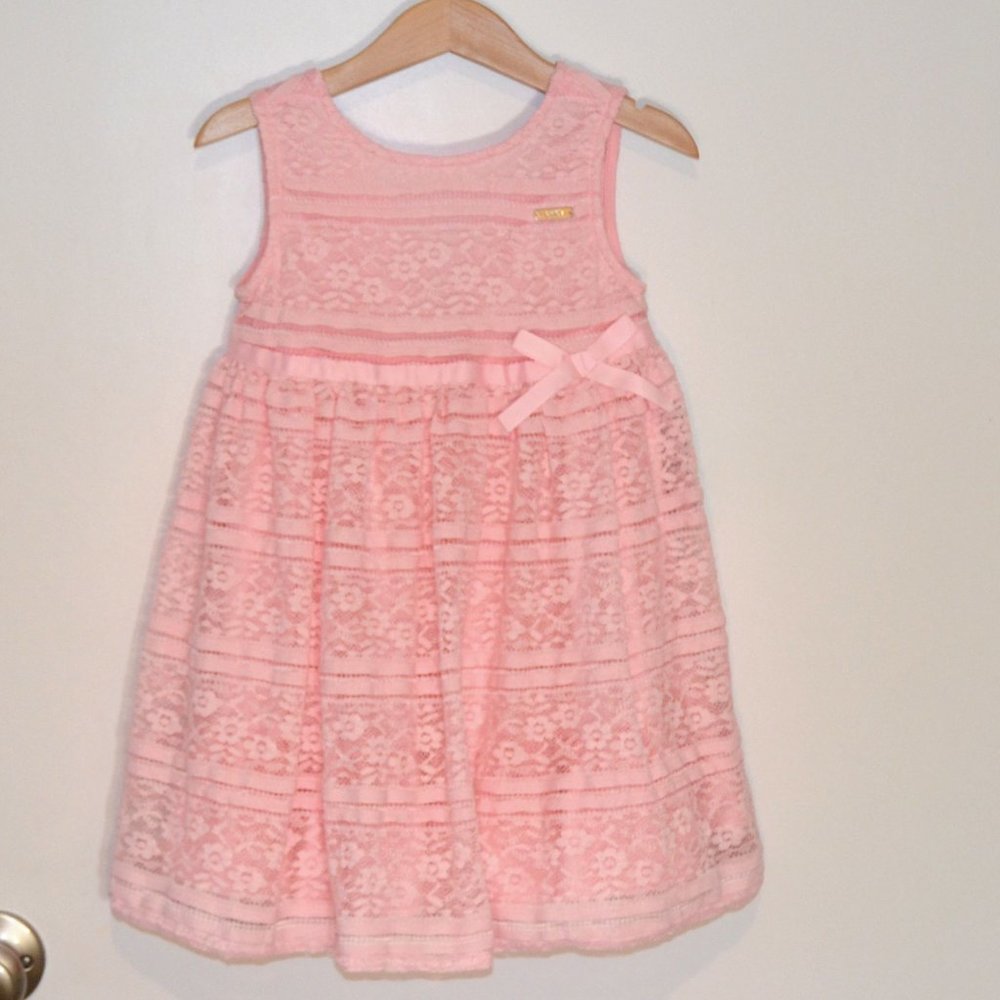 DKNY pink lace overlay dress